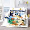 Bluey 121 Customize Text Blanket Throw Personalized Blanket Comfortable Perfect for Nap Bedding Couch Living Room Ideal for All Seasons