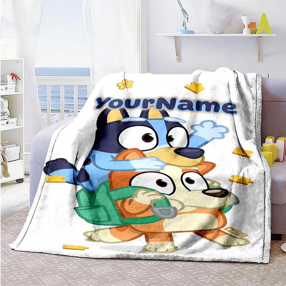 Bluey 121 Customize Text Blanket Throw Personalized Blanket Comfortable Perfect for Nap Bedding Couch Living Room Ideal for All Seasons