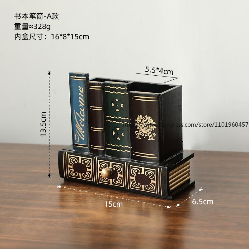 European Retro Creative Pen Holder Storage Ornament, Office Desk, Household Small Items, Study Room Decoration Desktop