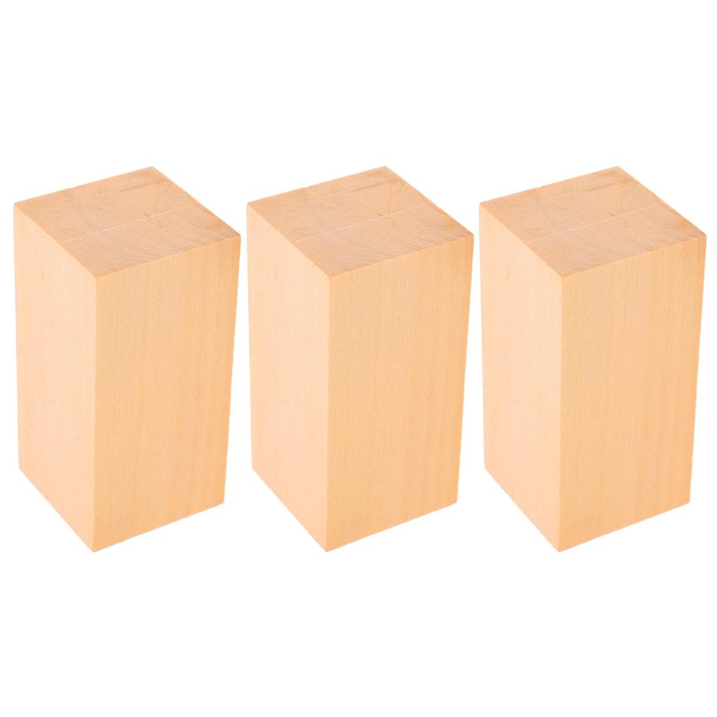 Artibetter Carving Wood Basswood Carving Wood Carving Square Timber Wood Carving Block Set of 3 Wood Premium Wood Crafts Carving Woodworking Printing