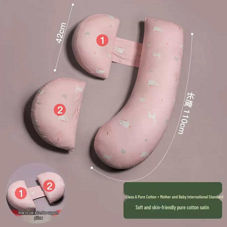 U-förmiges Schwangerschafts- und Stillkissen, waschbares Baumwoll-Lendenstützkissen