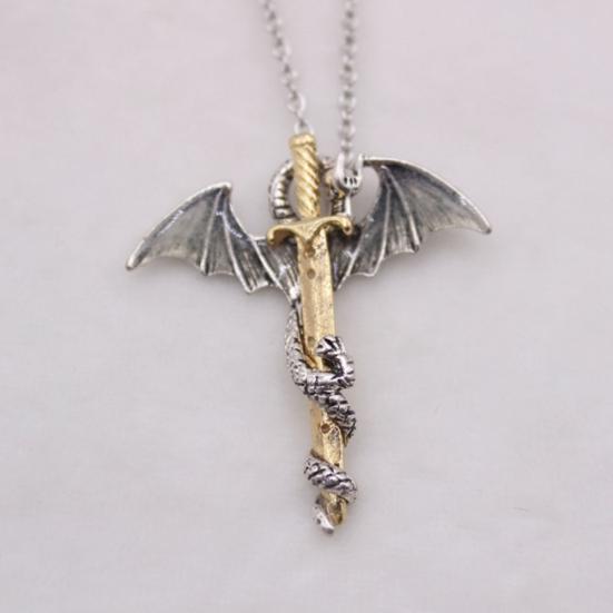 Punk Uomo Glow In The Dark Pendente Spada Drago Collana a Catena Gioielli da Festa Regalo