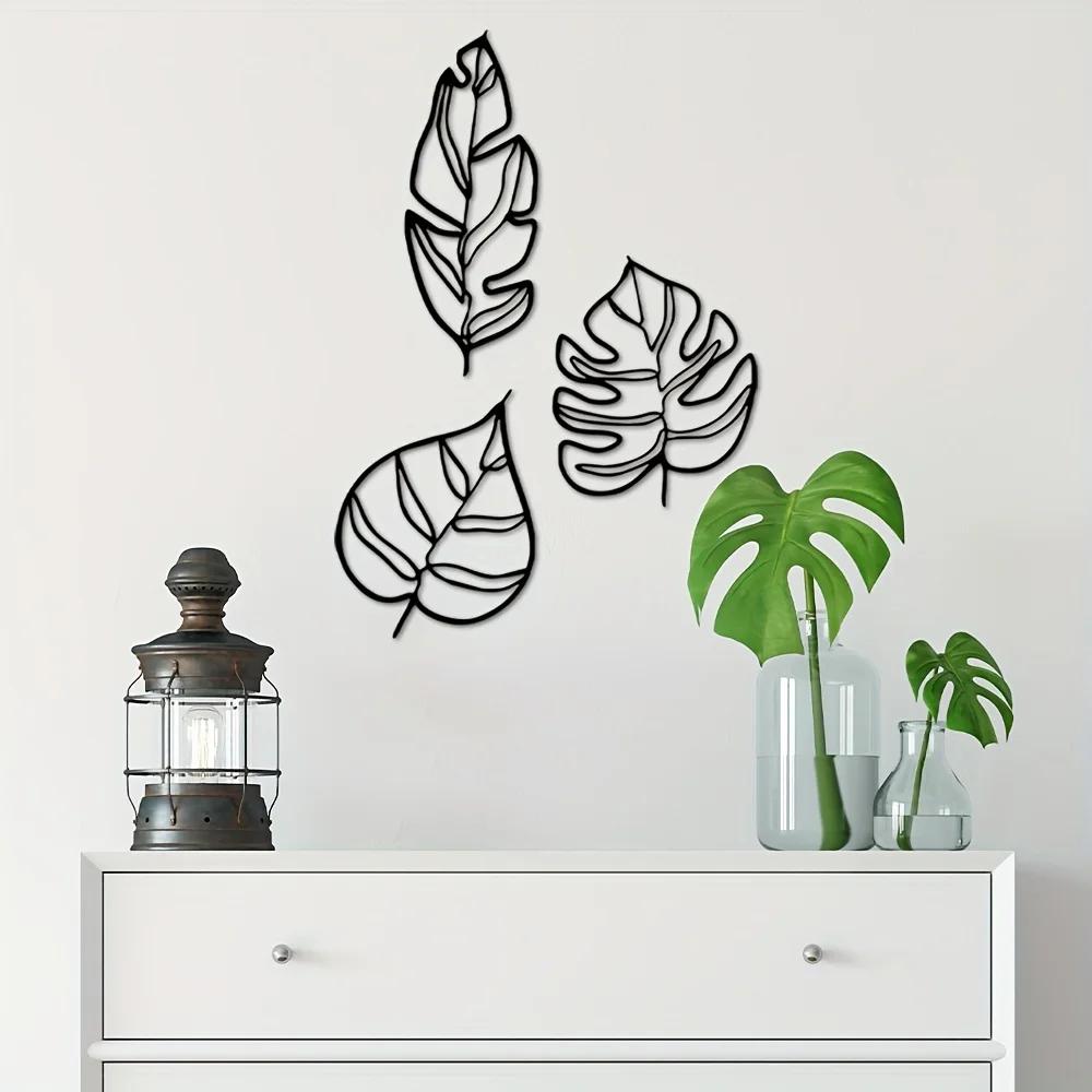 3pcs Animula Three Leaves Wall Decoration – Elegant Wall Hanging Art for Room and Home, Perfect for Holiday and Festival Decor