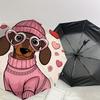 1pc Dachshund Valentine's Day Heart Glasses Umbrella with Plastic Handle,Suitable for All Seasons Home Travel Outdoor UmbrellaDD325