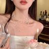 Elegant White Pearl Necklace Women's Clavicle Chain 2025 Chain High-End Sweater Multi-Layer New Q1R0
