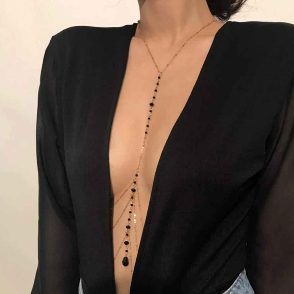 Chest chain for men, rhinestone body chain, milk chain for nightclubs, multi-layer tassel sparkling diamond lingerie chain for men