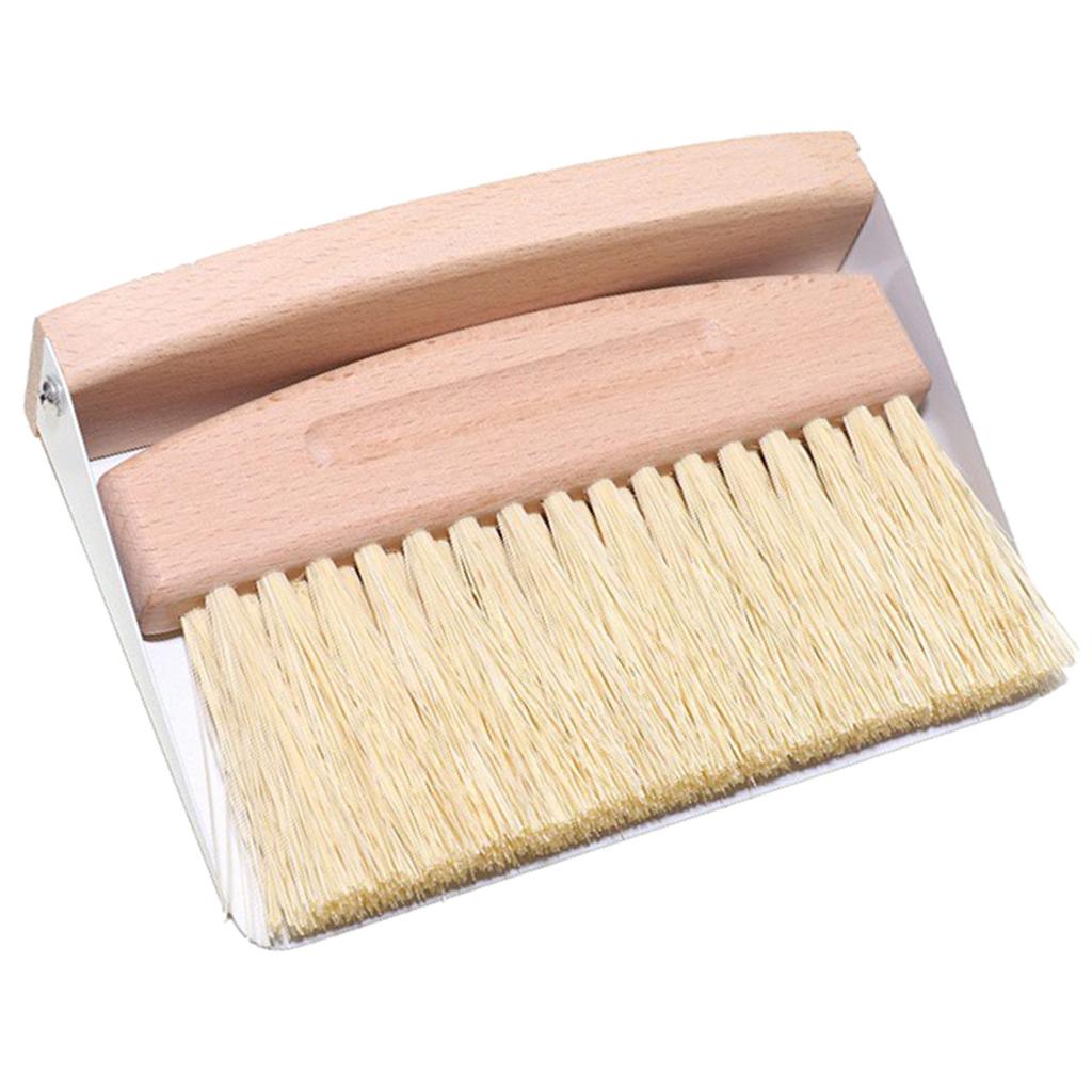 Przenośny Zestaw Szufelki i Zmiotki z Drewna Bukowego Przenośna Szczotka do Czyszczenia i Szufelka Tekstura Drewna Bukowego Odpowiedni do Użytku z Ekspresem do Kawy