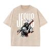 2026 Vintage Washed Black Religious Jesus Cross Graphic T Shirt Created With A Purpose Faith Print Oversized Casual Short Sleeve