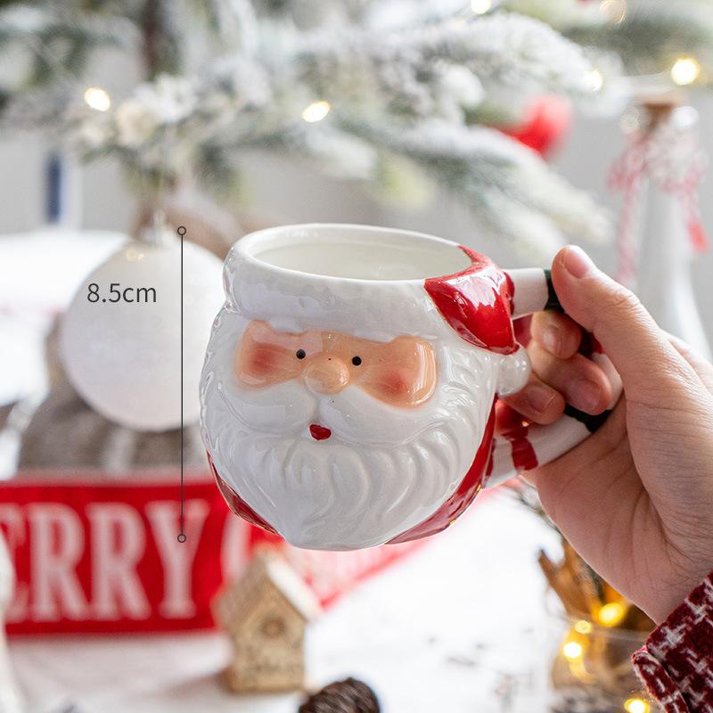 Santa Claus Mug Cartoon Ceramic Coffee Cup Decorate Home Breakfast Drinks Oatmeal Milk Mug Fine Ceramic Coffee Cup Holiday Gifts
