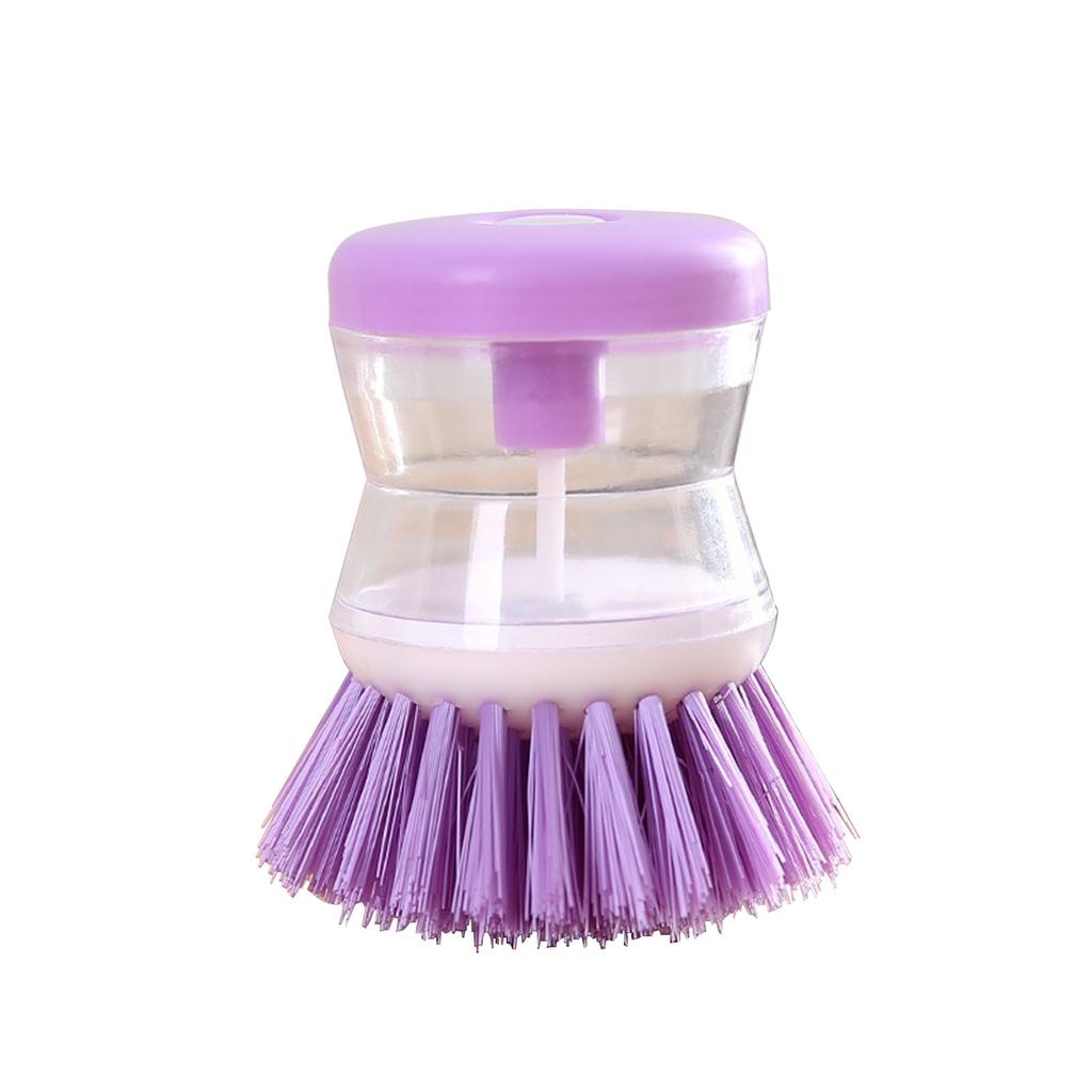 3-PACK Soap Dispensing Brush Kitchen Tool For Scrubbing Dishes Pots Pans Sink Easy Cleaning Washing, Purple