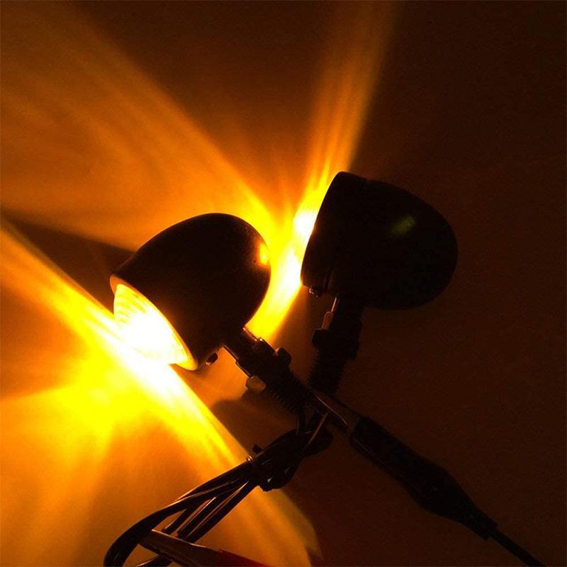 2ks Motocyklová směrová světla Indikátorové světlo Retro Bullet Blikače LED 12V Lampa Chromová Černá Brzdová Běžící světla Příslušenství