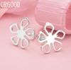 925 Sterling Silver Fashion Gift Flower Piercing Earrings Wedding Jewelry