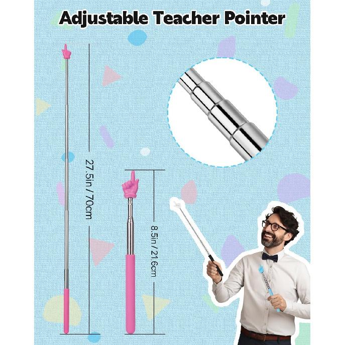 Extendable Finger Pointer Stick, School Collapsible Telescoping Long Hand Pointing Stick, Classroom Must Have Supplies Essentials, Blue Purple