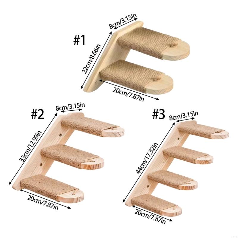 Natural Cats Climbing Ladder Wall Mounted Space Efficient Design Activity Toy For Small Home And Pet Entertainment HX6C