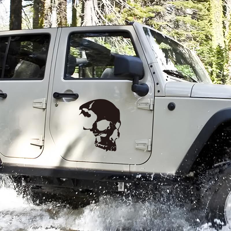 Craniu schelet cu textură avansată, modele aventură în aer liber, autocolante aventură în aer liber, decorațiuni cu tematică natură, vinil durabil