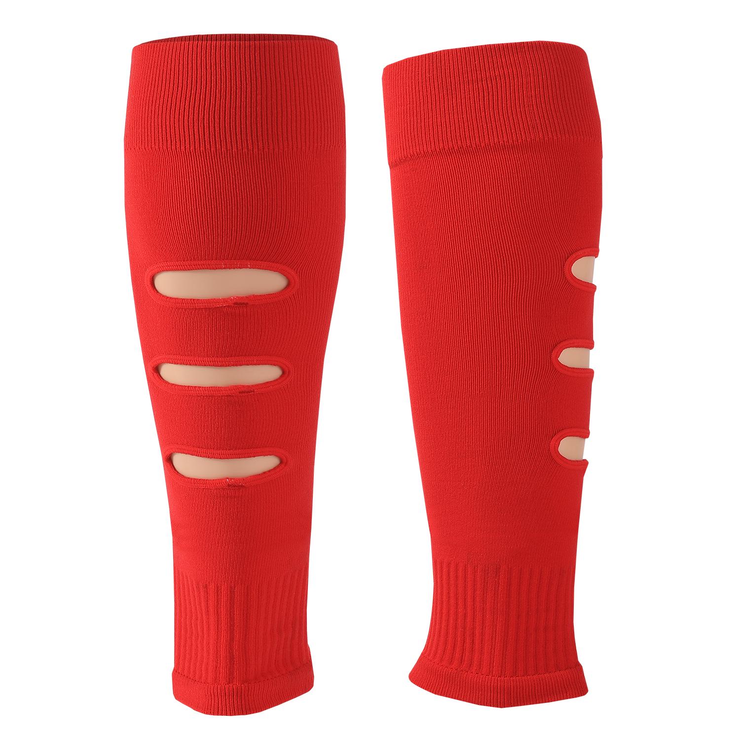 Customized Football Calf With Hole Compression Leg Warming Sports Leg Sleeves Socks Adult Men s Leggings Adult красный