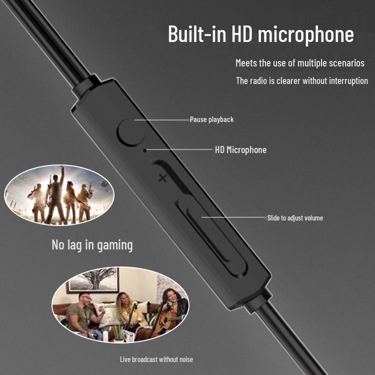 Wired In-Ear Headphones with Microphone, 3m Cable, Great for Live Broadcasts and Monitoring