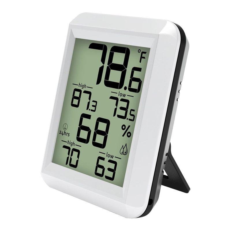 Professional Hygrometer Digital Thermometer Indoor Outdoor - Big LCD Screen with Backlight Auto Reset Memory Function Perfect