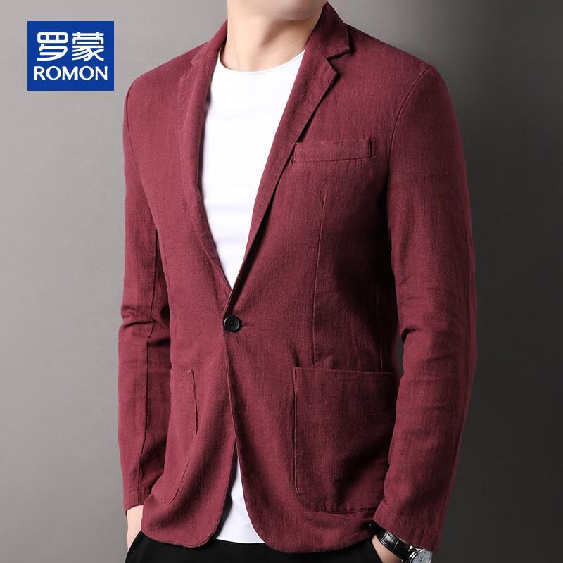 

ROMON Men s Linen Blend Casual Suit Jacket S
