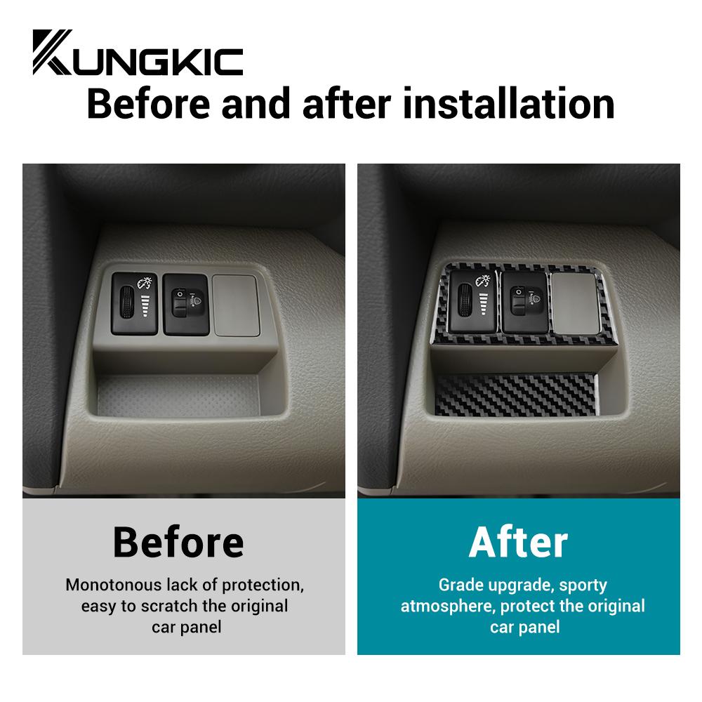 Echter weicher Kohlefaseraufkleber für Toyota RAV4 2006 2007 2008 2009 2010 2011 2012 LHD Auto Scheinwerferschalter Rahmen Innenverkleidung