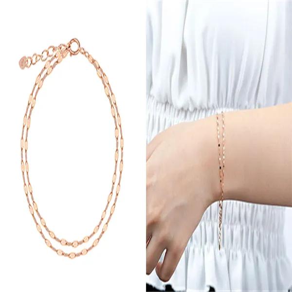 18K Gold Bracelet 2-Strand Dragonfly Chain
