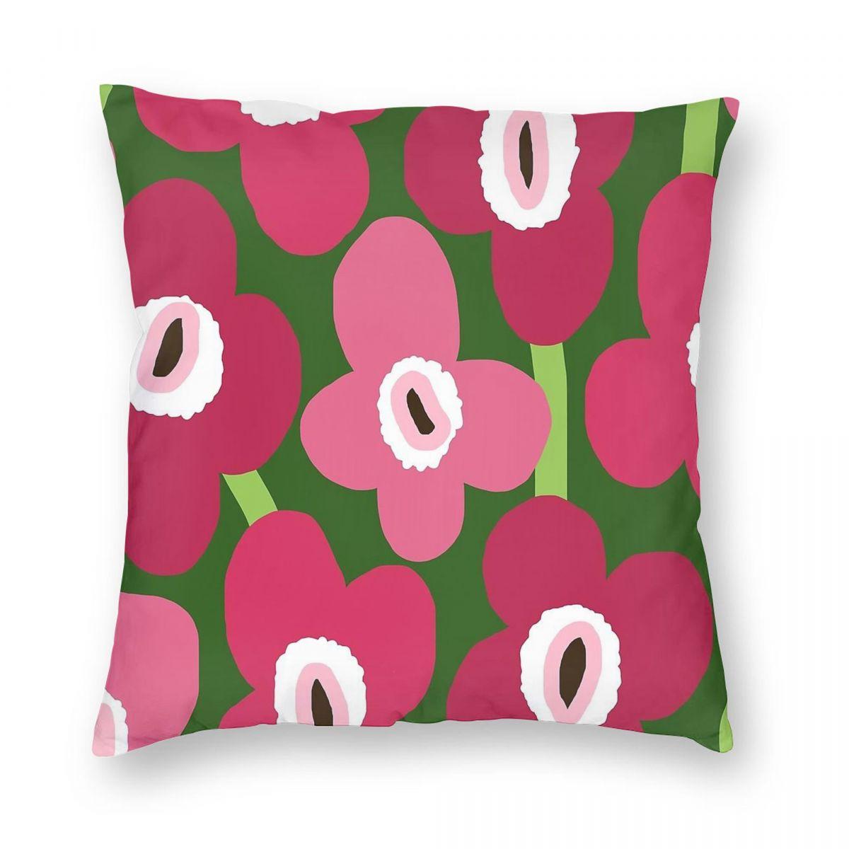 

Retro Scandinavian Pink Flowers Square Pillowcase Polyester Linen Velvet Pattern Zip Decorative Pillow Case Seater Cushion Cover 30x30cm