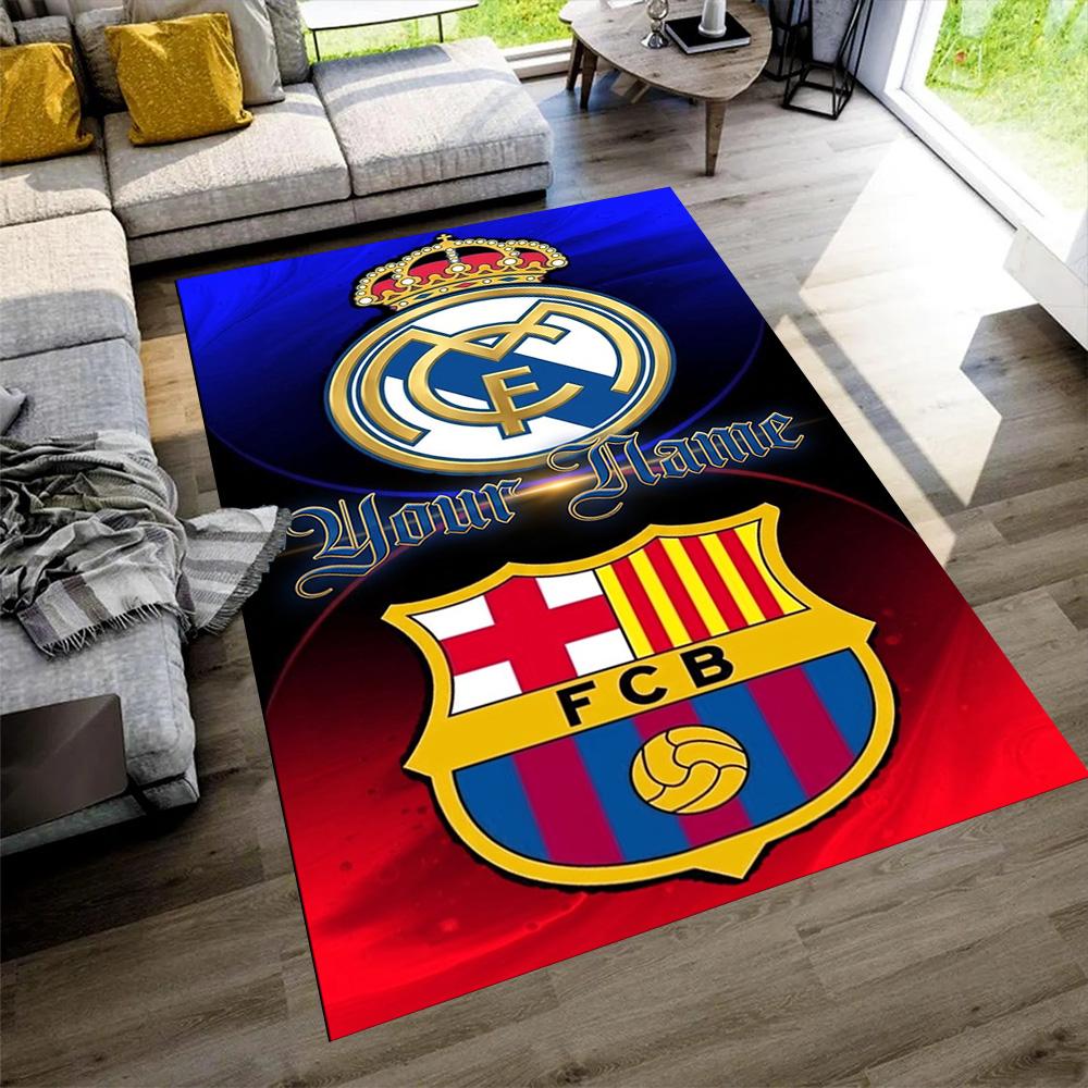 Real Madrid Club Customizable Name Carpet Suitable for Game Room Entryway Dormitory Study Room Anti-slip Rug Decorate Offices Gift for Festivals