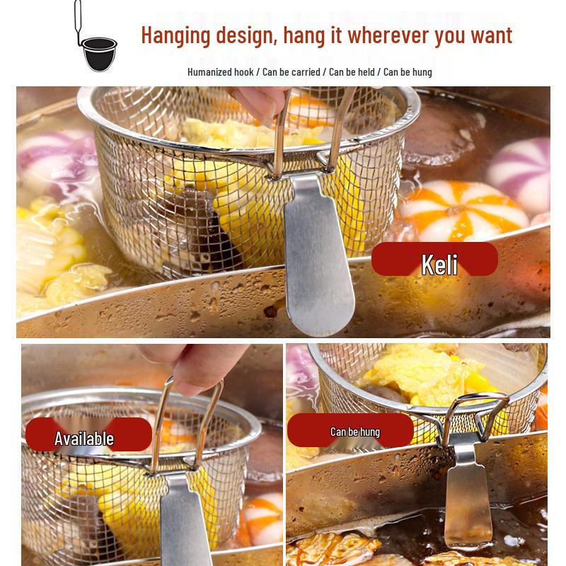 Stainless Steel Hot Pot Skimmer & Noodle Strainer with Hanging Edge
