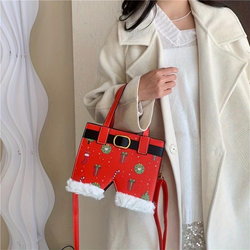 Chic Christmas-Themed Women'S Crossbody Bag Faux Leather Zip Closure Versatile & Trendy