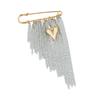 Sturdy Alloy Heart Shape Brooch Multiple Tassels Exaggerated Styles Color Block Fashion Accessory