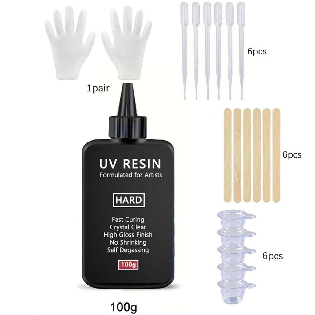 Crystal Clear Hard UV Resin Upgraded Formula Ultraviolet Fast Curing Resin for Jewelry Making, Hard Transparent Solar Cure Resin