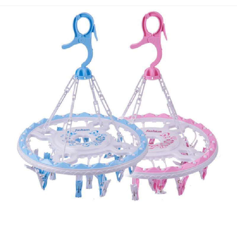High-quality Non-retractable Plastic Drying Rack With 20 Windproof Clips For Laundry