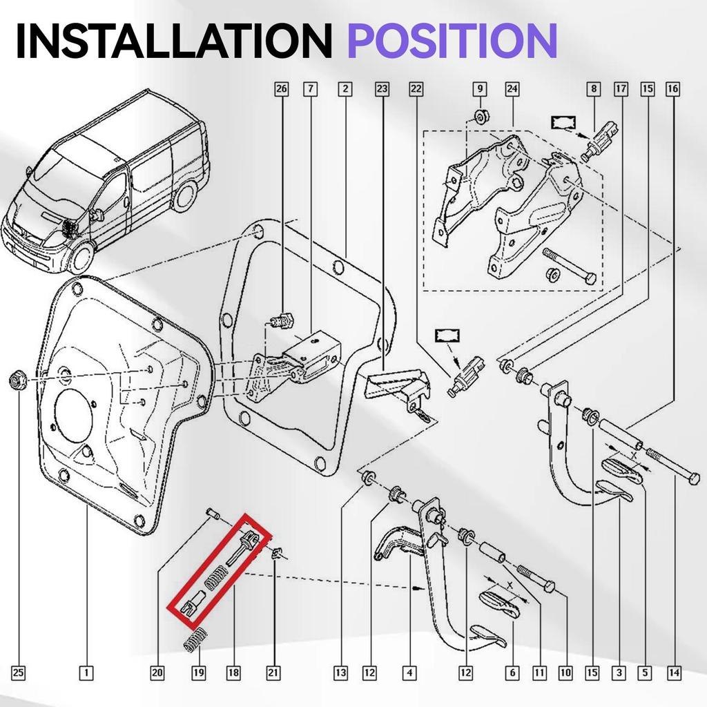 Sada na opravu spojkového pedálu Pružina Zpětný chod Asistence spojkového pedálu Pro Renault Trafic II Vauxhall Vivaro A Nissan Primastar 7701208109