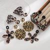 Retro Geometric Leopard Print Pendant Earrings - Brown Heart Flower Fashion Accessories