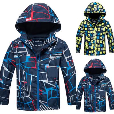 Kids Printed Velvet Windcheatet Jackets Casual Autumn Warm Windbreaker Children Outdoor Parkas Coats