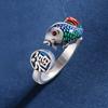 Adjustable Open Ring With Enamel Koi Fish Design Vintage Retro Style Plated Finger Women Men