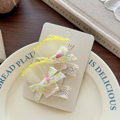 Autumn and Winter Lace Embroidery Bow Children's Hairpin Cute Girl Hair Ring Head Rope Girl Headdress Hair Accessories
