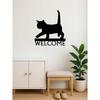 Black Cat Welcome Sign Metal Wall Art 12 Inch Rust Proof Home Decor Bathroom Waterproof Gift Modern
