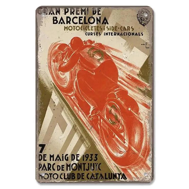 Vintage Metal Sign Motorcycle Poster Decor TT Racing Metal Tin Plate Living Room Wall Garage People's Cave Restaurant Art Decor