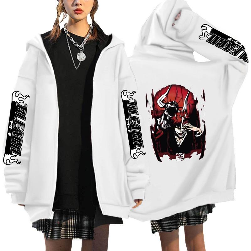 Japonské Anime Bleach Kurosaki Ichigo Potlačená Mikina s Kapucňou Pánska Dámska So Zipsom Ležérna Voľná Mikina Harajuku Unisex Bunda na Zips