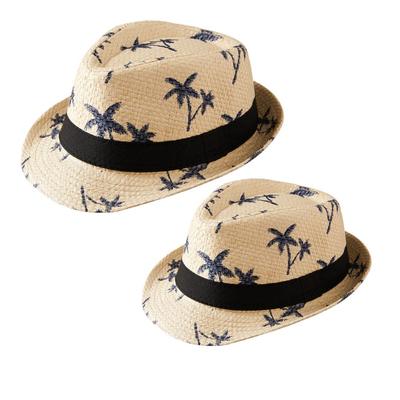 Kokospalmen-Muster Strohhut Breiter Rand Jazzhut Sommer Strandkappe Kinder Kids