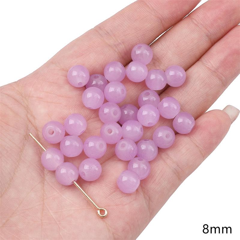 Handgefertigt Bambusgelenk Glas Lila Runde Perlen DIY Armband Halskette Schmuck