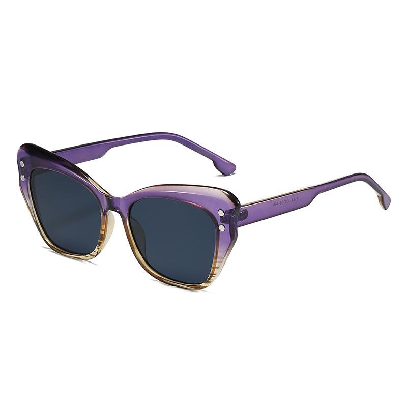 New Cat Eye Sunglasses European And American Internet Celebrities Glasses Of The Same Color Women'S Cat Walk Street Sunglasses
