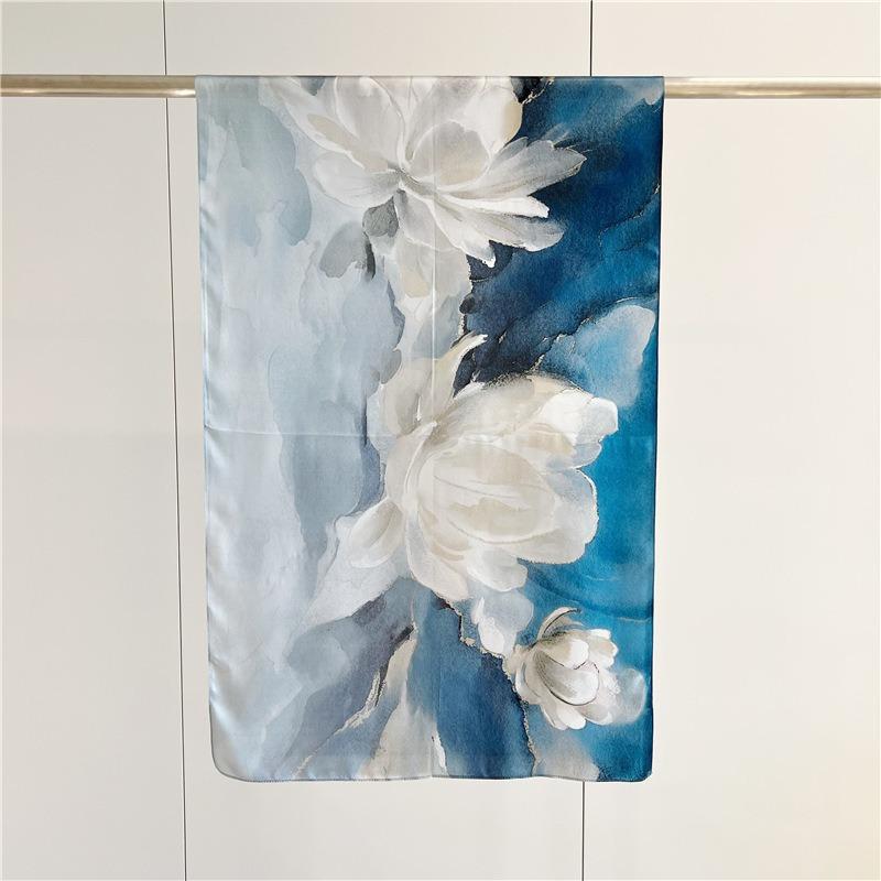 Silk Plain Crepe Satin Long Silk Scarf for Women
