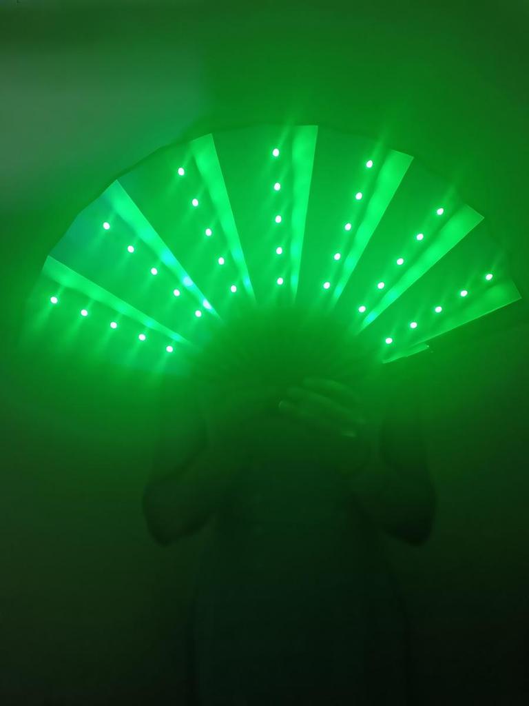 Iridescent LED RGB Folding Fan with Remote & USB Charging - 7 Colors