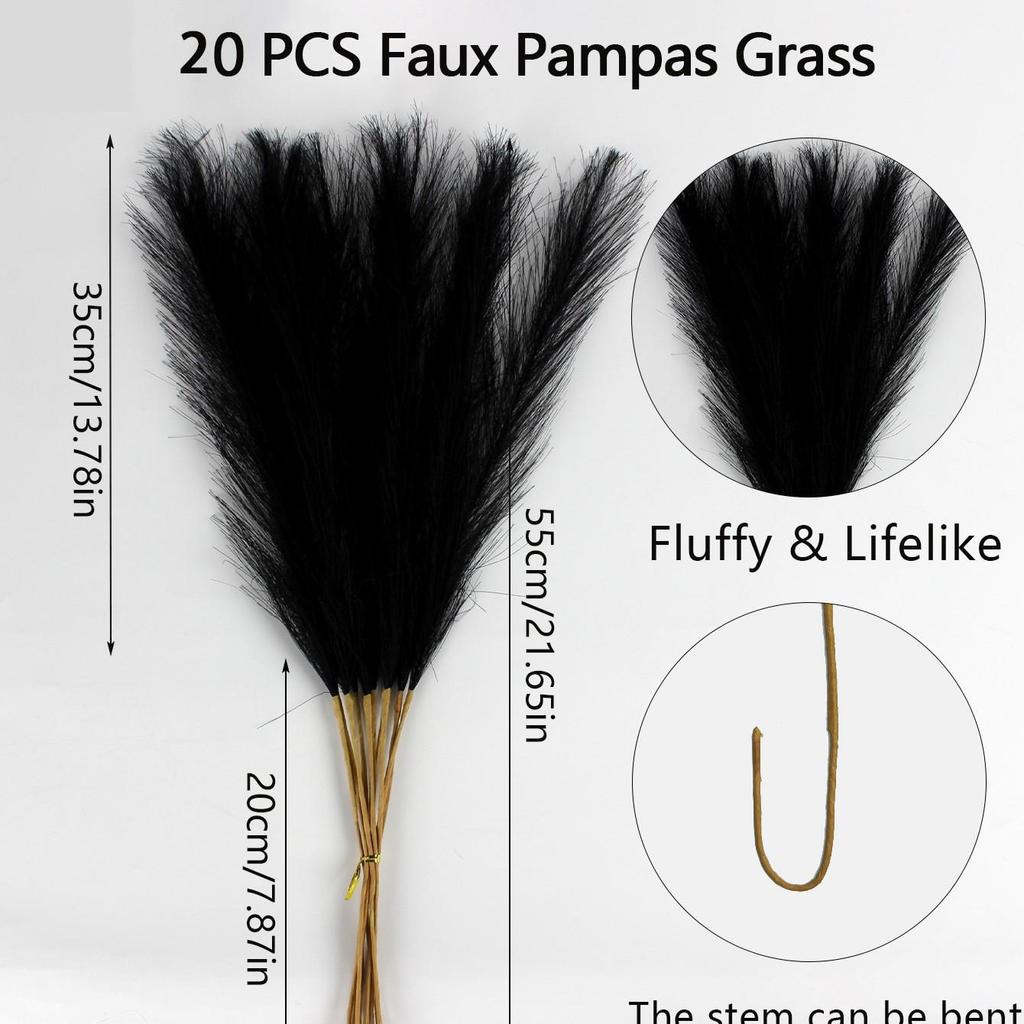 Artificial Pampas Grass & Cattails: Eternal Flower Wedding & Home Décor (55cm)