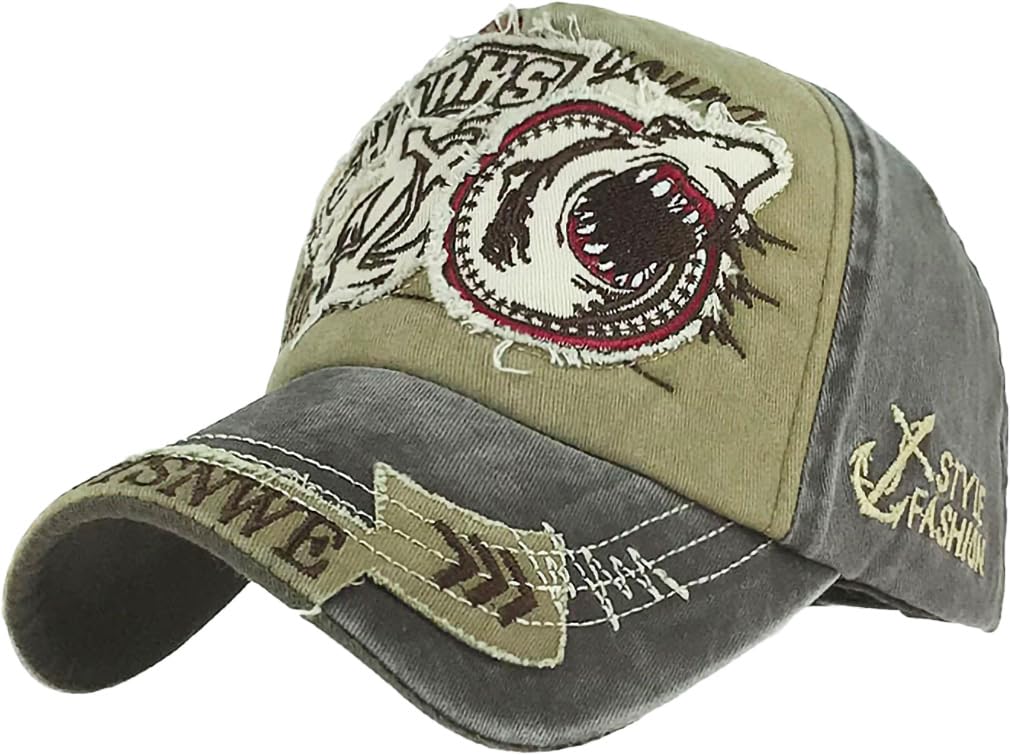 

Laquest Distressed American Casual Baseball Biker Cap for Men and Women Cap, (Brown/Khaki)
