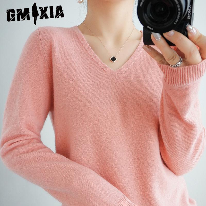GMXIA Women's Knitted Sweater for Autumn and Winter, O-neck Slimming Sweater, Short and Large-sized Pullover Base Layer