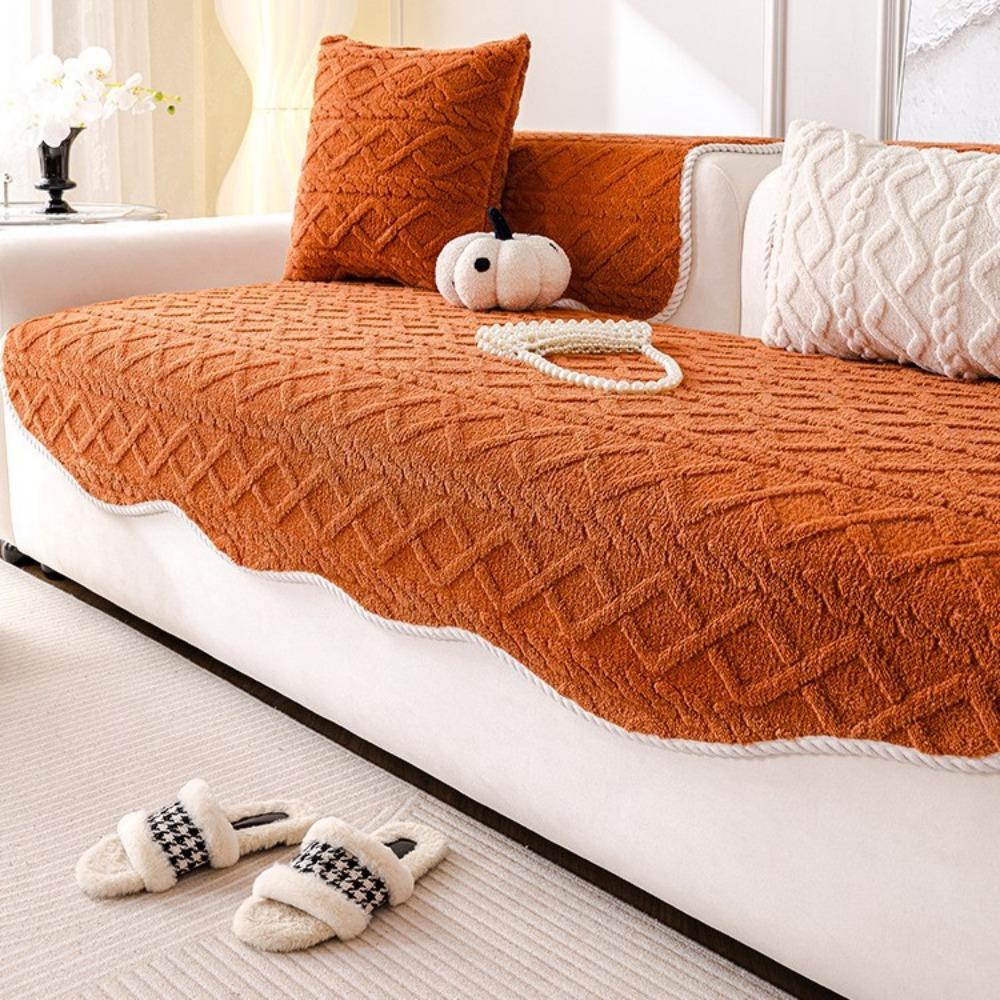 

Неправильной формы специальной формы кремовая подушка для дивана из хлопка Fengshu, осенне-зимняя утолщенная плюшевая нескользящая подушка для сиденья, новый чехол 2025 90*70cm