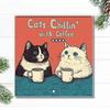 1/2Pcs 2025 Wall Calendar Cats Chillin' with Coffee Wall Calendar 12 Monthly Coffee Cats Calendar Family Office Organizer for Cat Lover Gift